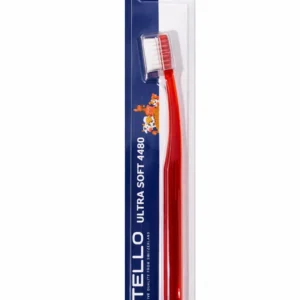 TELLO 4480 Junior Red 1 szt - bardzo gęsta delikatna szczoteczka do mycia zębów dla dzieci 7-12 lat