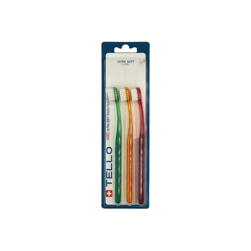 TELLO 4480 Junior TRIO PACK - bardzo gęste delikatne szczoteczki do mycia zębów dla dzieci 6-12 lat