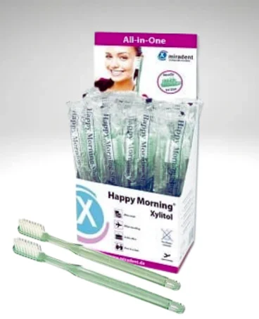Happy Morning Xylitol – jednorazowa szczoteczka do zębów z pastą i ksylitolem, 1 szt.