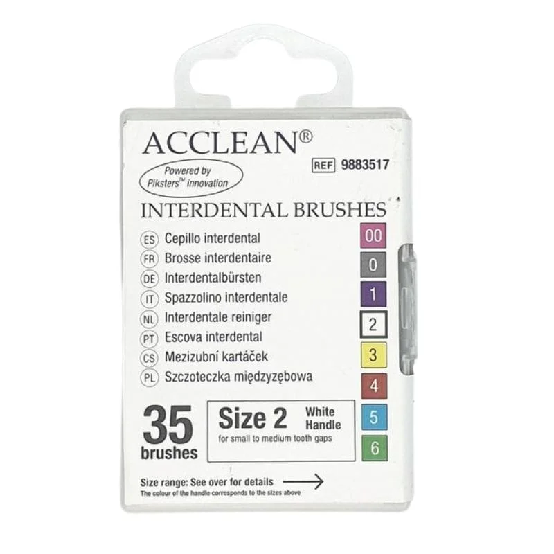 ACCLEAN Interdental 2 - szczoteczki międzyzębowe SMALL/MEDIUM 0.52, białe 35 szt