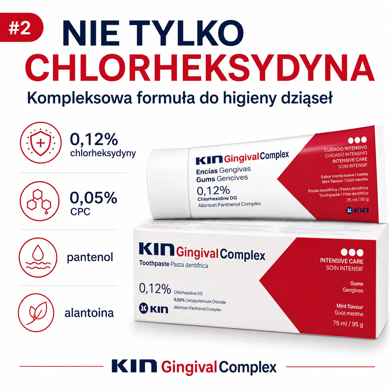 KIN Gingival Complex 75 ml – pasta z chlorheksydyną 0,12% i CPC 0,05% na dziąsła - obrazek 8