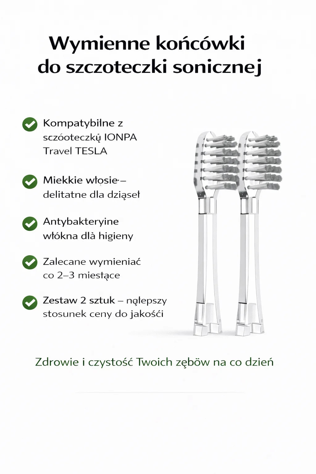 Ionickiss/TESLA Travel Soft 2 szt - końcówki wymienne do szczoteczek soniczno-jonowych TESLA TRAVEL - obrazek 2