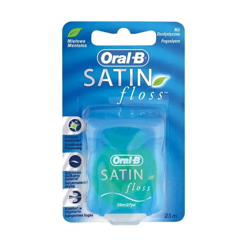 ORAL-B Satin Floss -nić dentystyczna miętowa, odporna na strzępienie, rozciąganie i zrywanie 25m