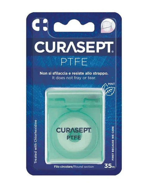 Curasept FLOSS PTFE 35 m - taśma dentystyczna pokryta teflonem Z CHLORHEKSYDYNĄ
