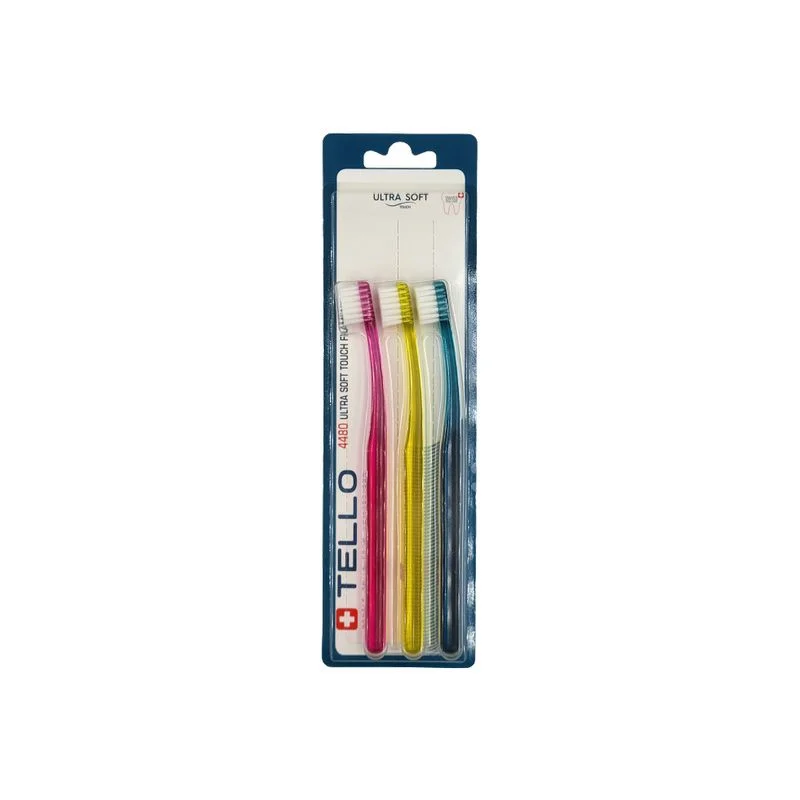 TELLO 4480 Junior TRIO PACK - bardzo gęste delikatne szczoteczki do mycia zębów dla dzieci 6-12 lat