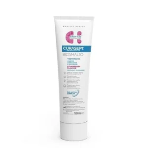 CURASEPT BIOSMALTO BABY-KID PROTECTION (F) delikatnie truskawkowa pasta do mycia zębów dla małych dzieci, 50 ml, zawiera fluor