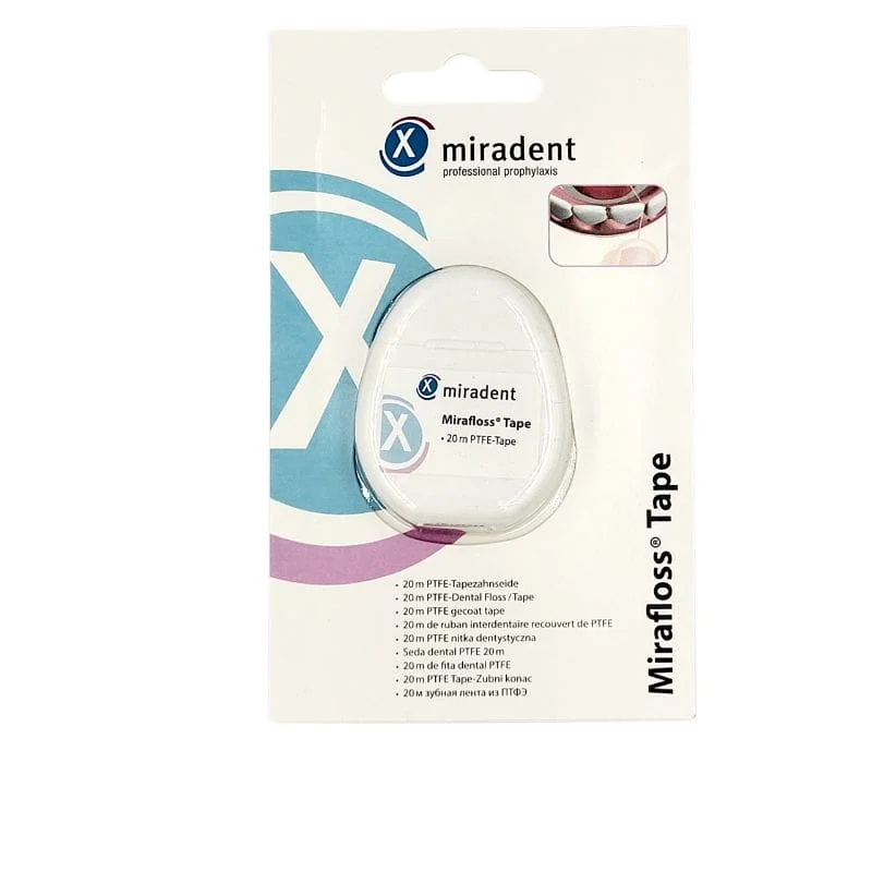 Miradent Mirafloss PTFE Tape 20 m – taśma dentystyczna do ciasnych przestrzeni