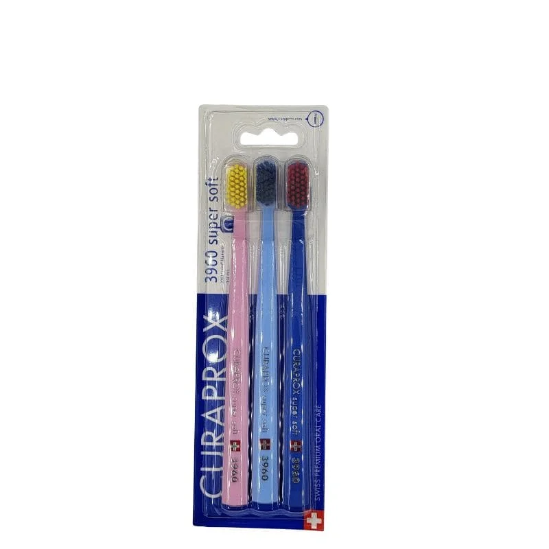 Szczoteczki Curaprox CS 3960 Super Soft 3szt- miękkie szczoteczki do mycia zębów trójpak (granatowy, żółty, różowy) - obrazek 2