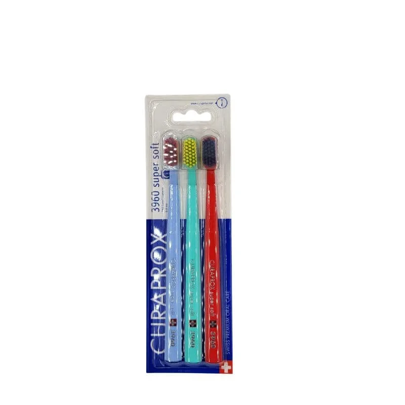 Szczoteczki Curaprox CS 3960 Super Soft 3szt- miękkie szczoteczki do mycia zębów trójpak (granatowy, żółty, różowy) - obrazek 3