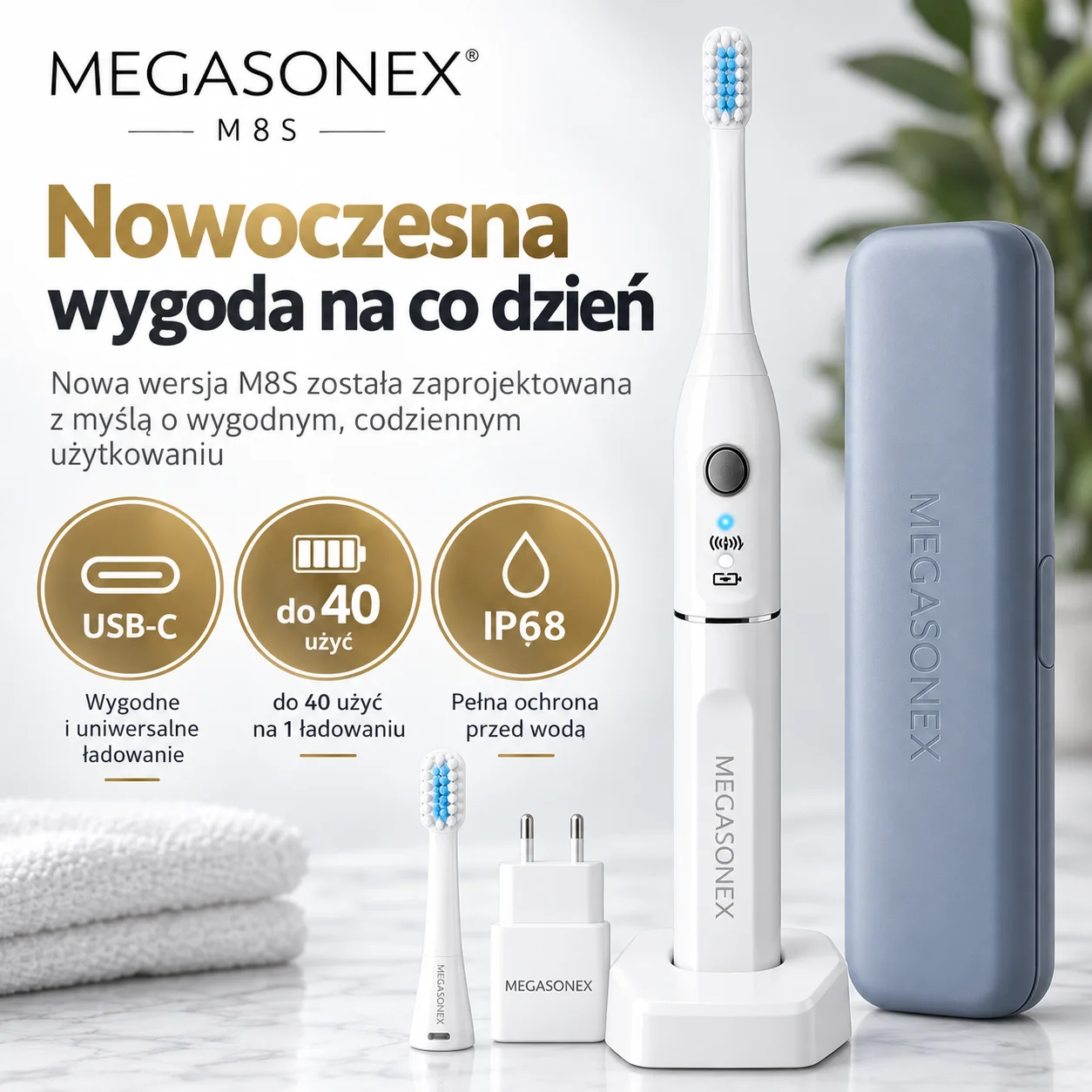 MEGASONEX M8S - ultradźwiękowa szczoteczka do mycia zębów najnowszej generacji - obrazek 8
