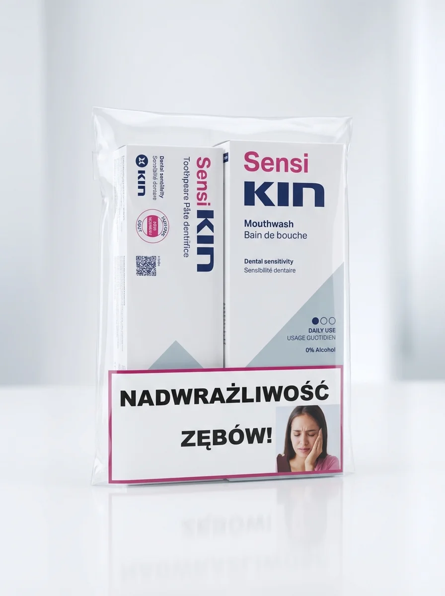 Zestaw SensiKIN remineralizujący płyn do płukania jamy ustnej na nadwrażliwość zębów 250ml + pasta SensiKIN 75ml