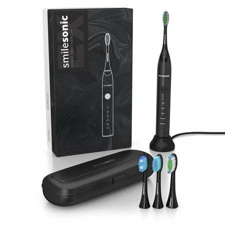 SmileSonic EX Black – szczoteczka soniczna 96 000 ruchów, 4 końcówki
