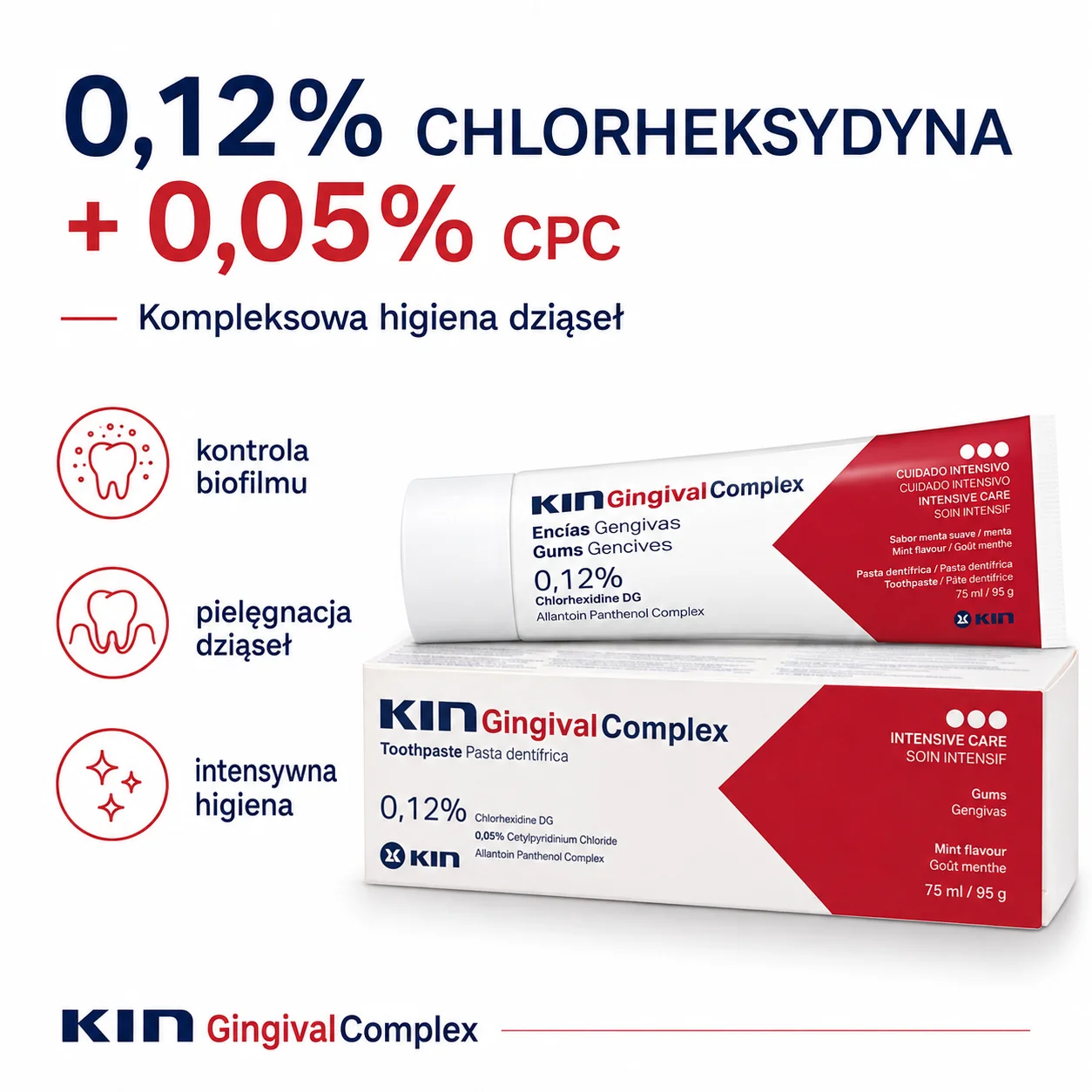 KIN Gingival Complex 75 ml – pasta z chlorheksydyną 0,12% i CPC 0,05% na dziąsła - obrazek 9