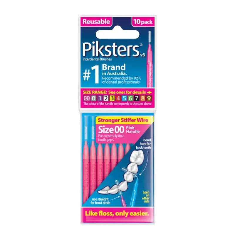PIKSTERS Regular 00 - szczoteczki międzyzębowe ULTRA SMALL 0.32, różowe 10 szt