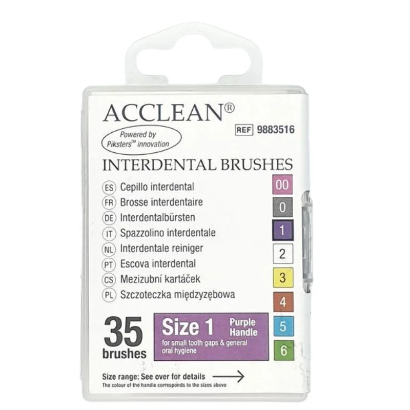 ACCLEAN Interdental 1 - szczoteczki międzyzębowe SMALL 0.45, fiolet, 35 szt