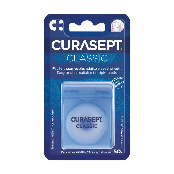 Curasept CLASSIC Floss 50 m - nić woskowana, miętowa
