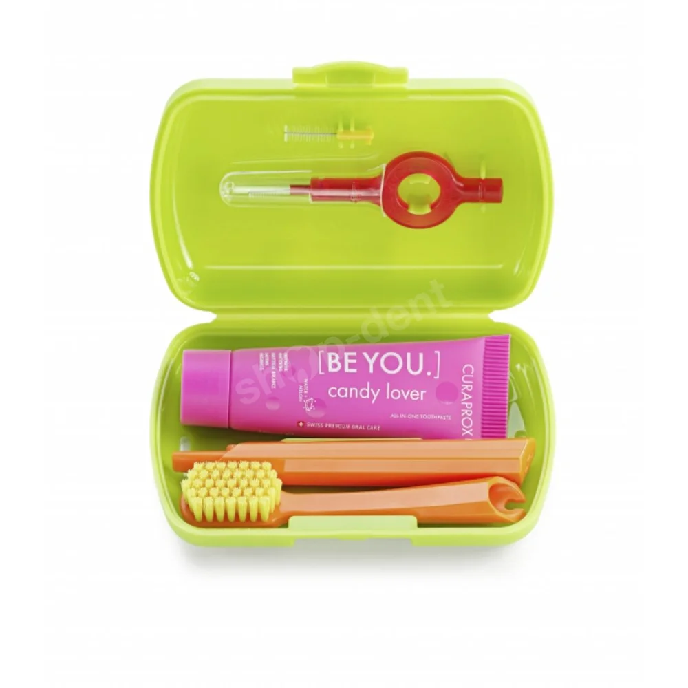 Zestaw podróżny CURAPROX Be You Travel Set ZIELONY – higiena jamy ustnej zawsze pod ręką