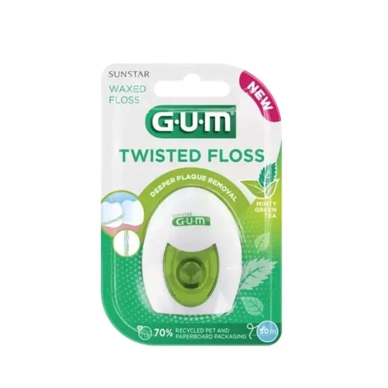 GUM TWISTED FLOSS 30 m - nić dentystyczna, woskowana miętowa
