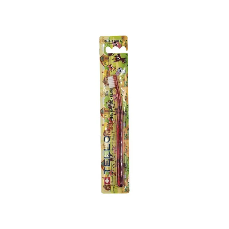 TELLO KIDS 10400 Red 1 szt - ultra delikatna szczoteczka do mycia zębów mlecznych do 6 roku życia