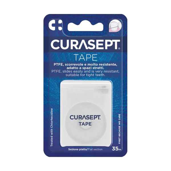 CURASEPT TAPE PTFE 35 m - taśma dentystyczna płaska z chlorhexydyną