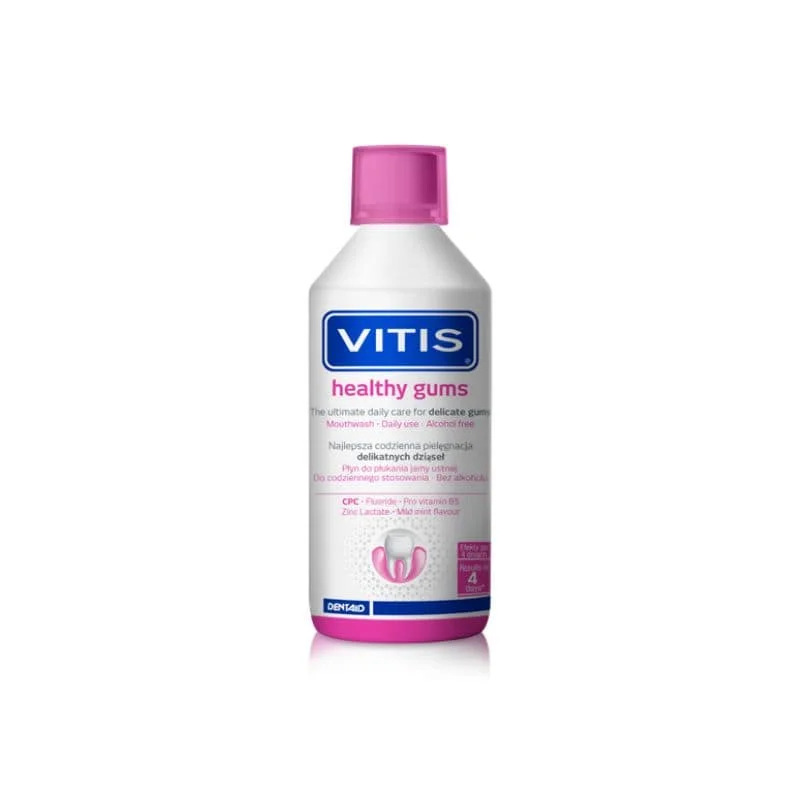 VITIS Gingival Healthy Gums 500 ml- antybakteryjny płyn do płukania jamy ustnej przeciw paradontozie i krwawieniu dziąseł