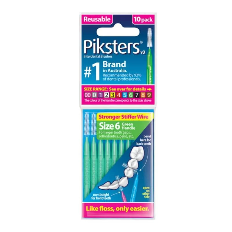PIKSTERS Regular 6 - szczoteczki międzyzębowe 0.6, zielone 10 szt