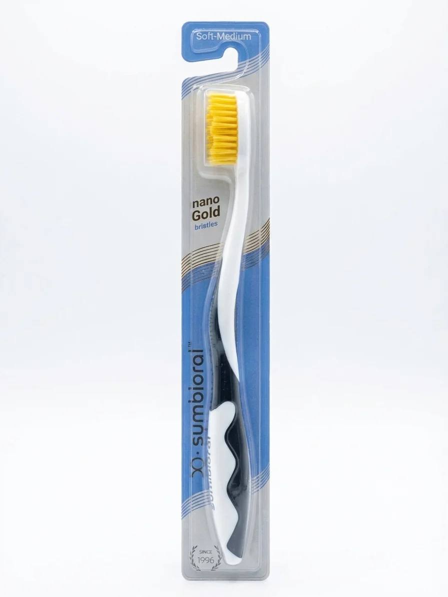 Symbioral NanoGold Deep Navy – złota szczoteczka do zębów z włóknami PBT i nanozłotem
