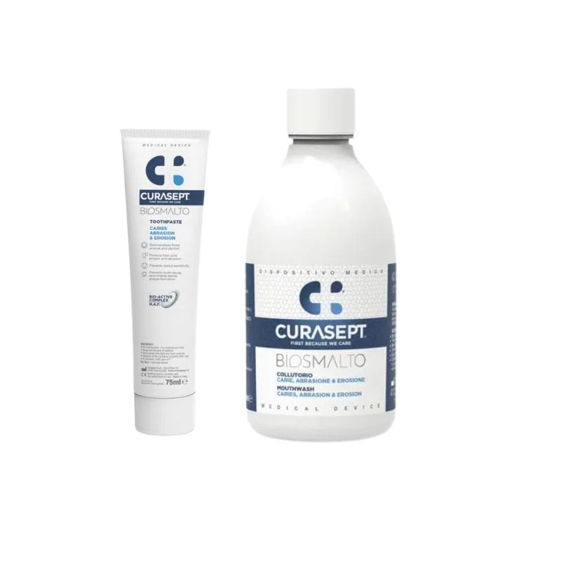 Curasept Biosmalto Protection — zestaw pasty i płynu, 375 ml