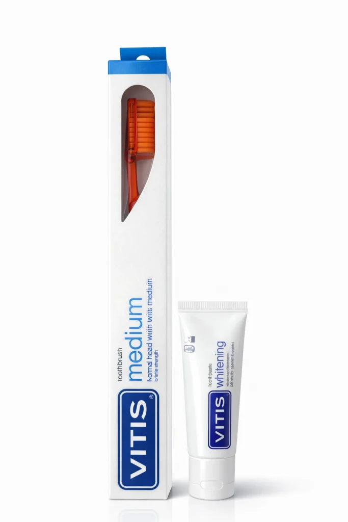 VITIS Medium - średnio-miękka szczoteczka do zębów + pasta 15ml VITIS Whitening GRATIS
