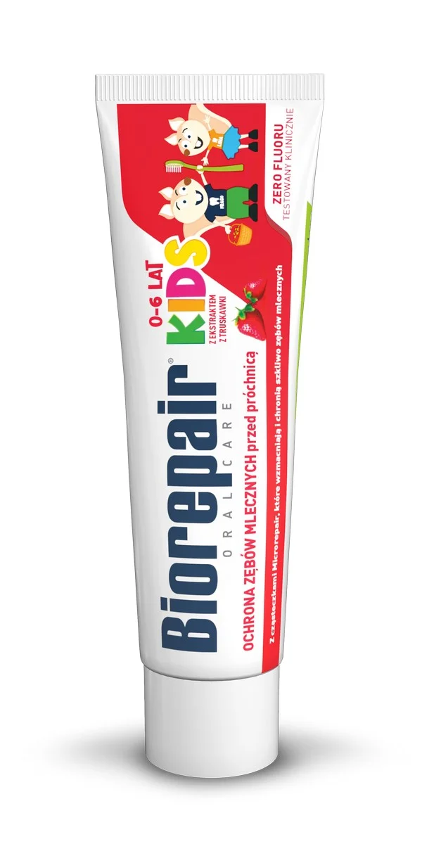 Biorepair KIDS 50 ml - wzmacniająco-ochronna pasta bez fluoru do zębów mlecznych o smaku truskawki - obrazek 2