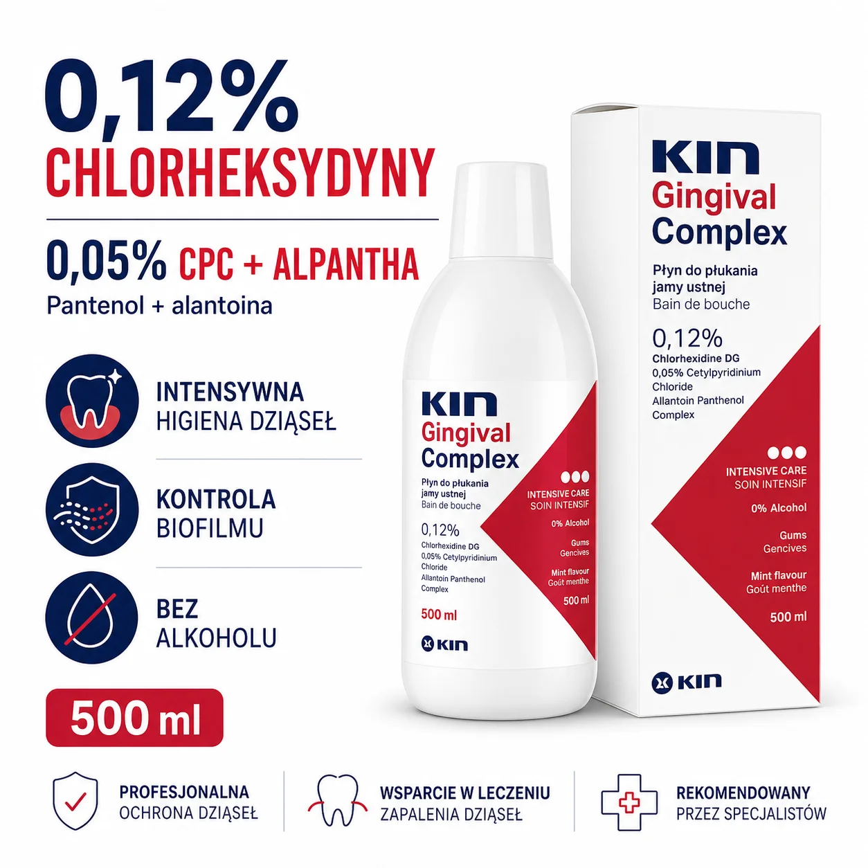 KIN Gingival Complex 500 ml – płyn z chlorheksydyną 0,12% i CPC 0,05% na dziąsła - obrazek 8
