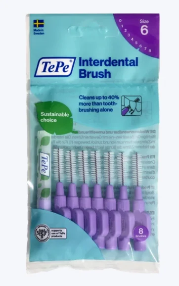 TePe Original Szczoteczki Międzyzębowe z Bioplastiku 1,1 mm Fioletowe – 8 szt.
