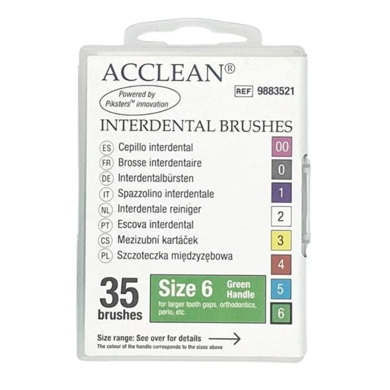 ACCLEAN Interdental 6 - szczoteczki międzyzębowe LARGE + ORTO+ PERIO, 0.63, zielone 35 szt