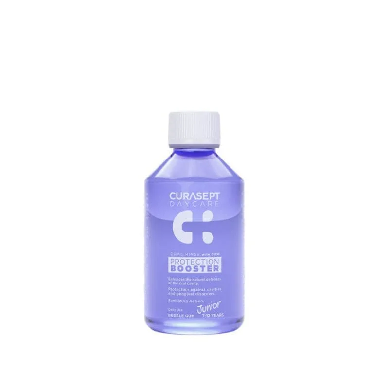 Curasept Daycare Protection Booster Kids 250 ml - płyn do płukania jamy ustnej , smak gumy balonowej