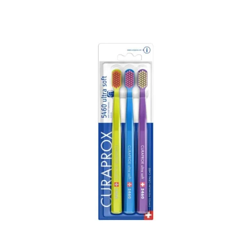 Szczoteczki Curaprox CS 5460 Ultra 3szt- miękkie szczoteczki do mycia zębów trójpak (biały, niebieski, różowy) - obrazek 2