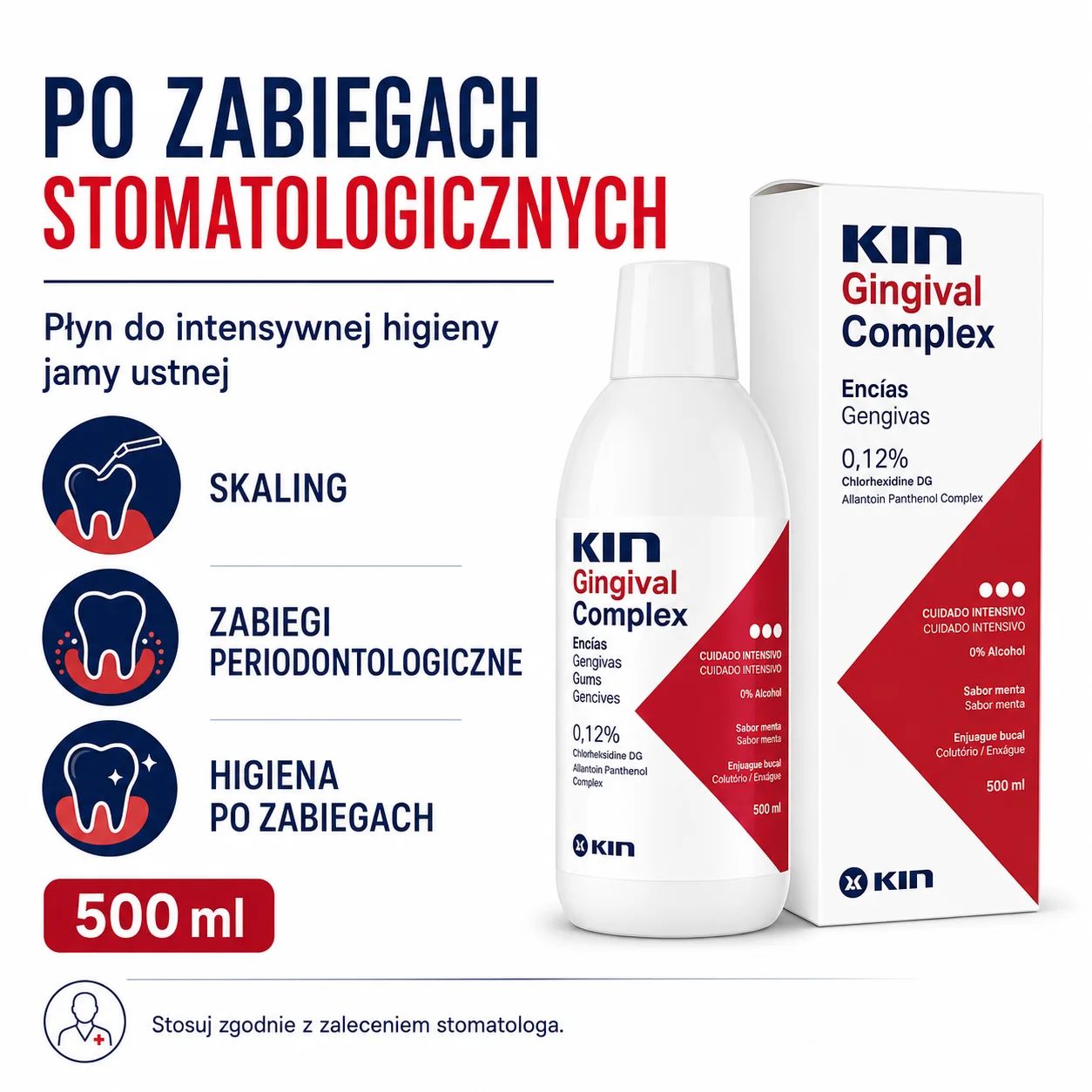 KIN Gingival Complex 500 ml – płyn z chlorheksydyną 0,12% i CPC 0,05% na dziąsła - obrazek 4