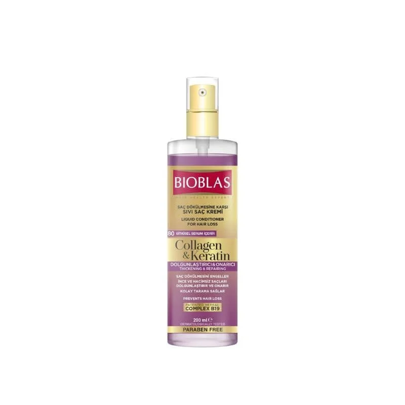 BIOBLAS Kolagen + Keratyna Spray 200ml- odżywka w aerozolu wzmacniająca włosy bez spłukiwania