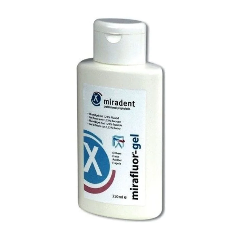 Miradent Mirafluor Gel 1,23% F — żel do fluoryzacji, truskawkowy, 250 ml
