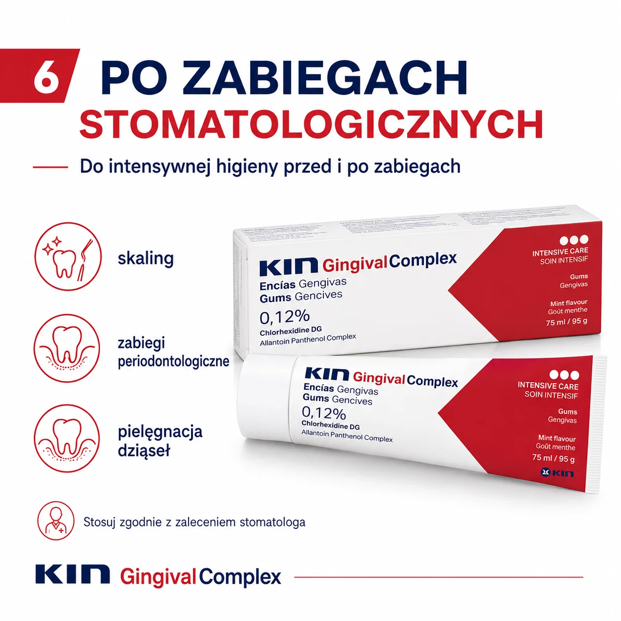 KIN Gingival Complex 75 ml – pasta z chlorheksydyną 0,12% i CPC 0,05% na dziąsła - obrazek 4