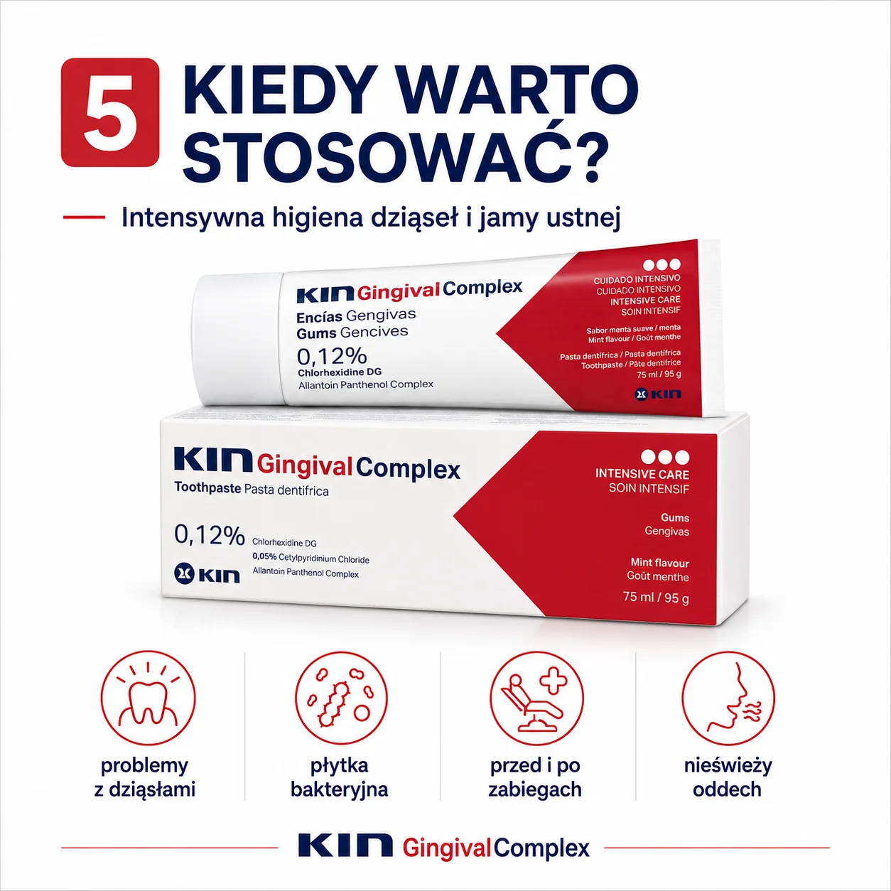 KIN Gingival Complex 75 ml – pasta z chlorheksydyną 0,12% i CPC 0,05% na dziąsła - obrazek 5